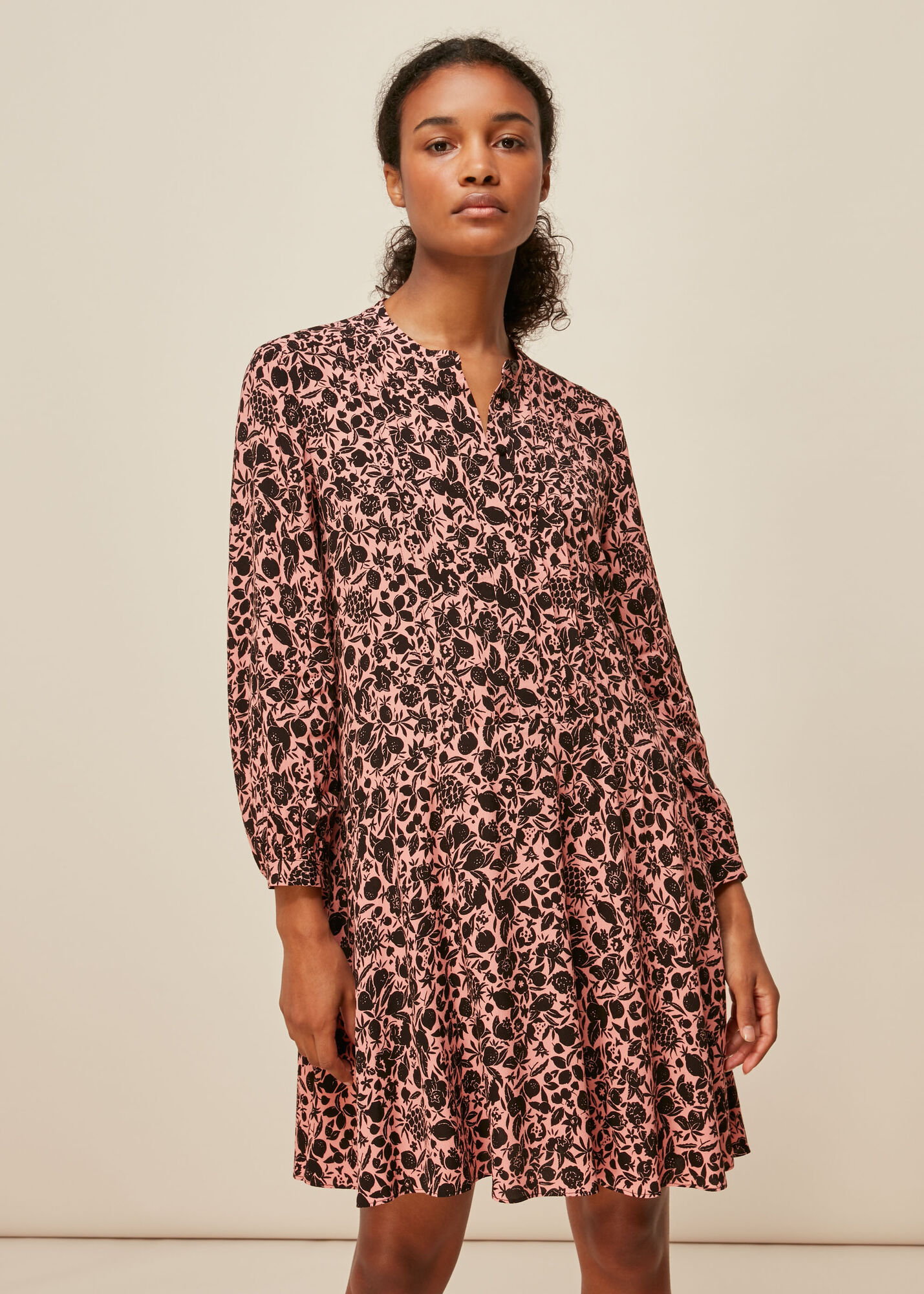 Pink/Multi Tropical Fruit Print Dress WHISTLES