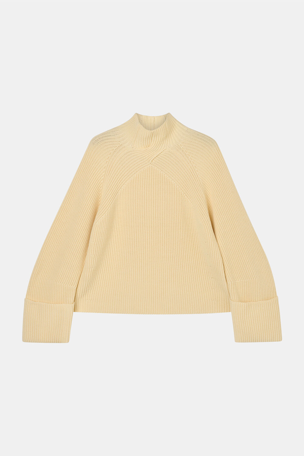 Cream Rib Cable High Neck Jumper