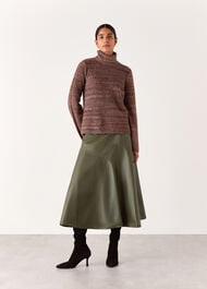Zig Zag Panel Leather Skirt