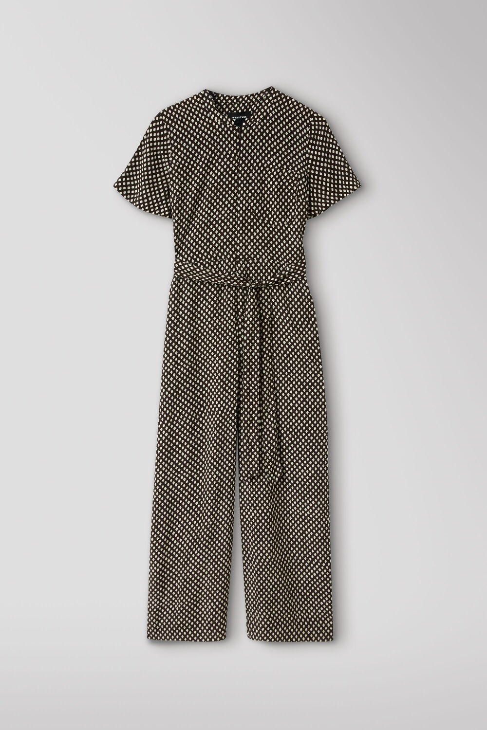 Brown Check Short Sleeve Jumpsuit