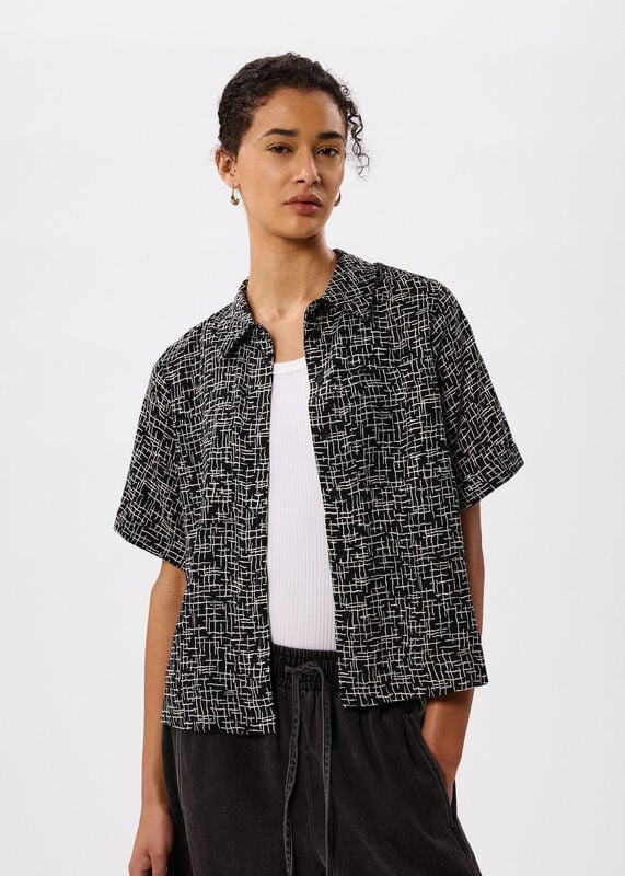 Black Woven Grid Shirt