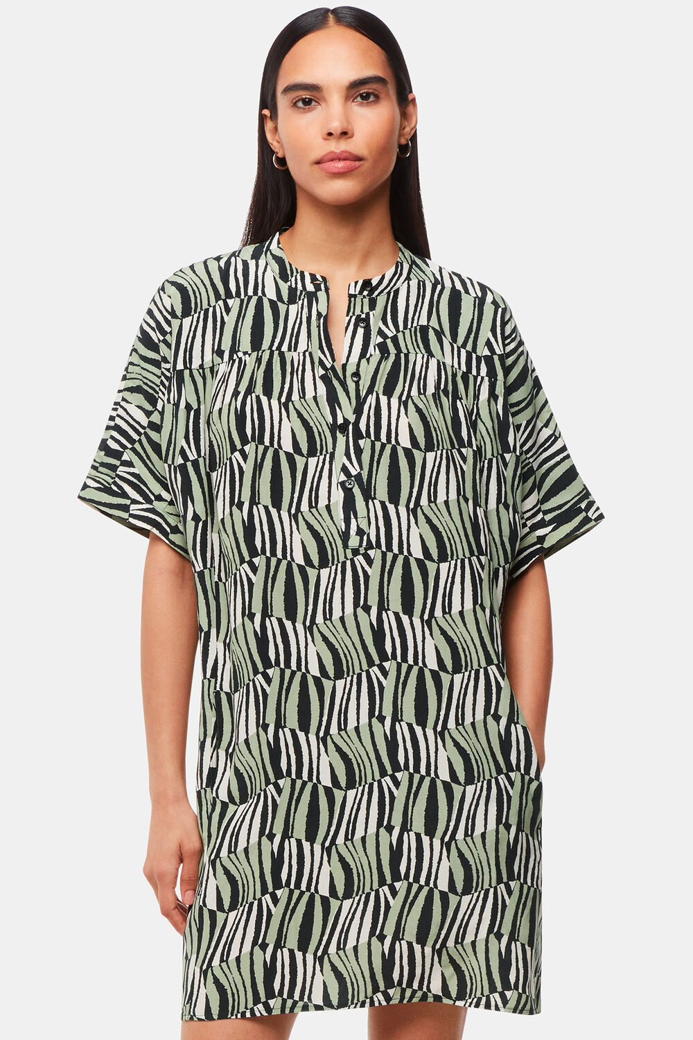Green Checkerboard Tiger Print Dress
