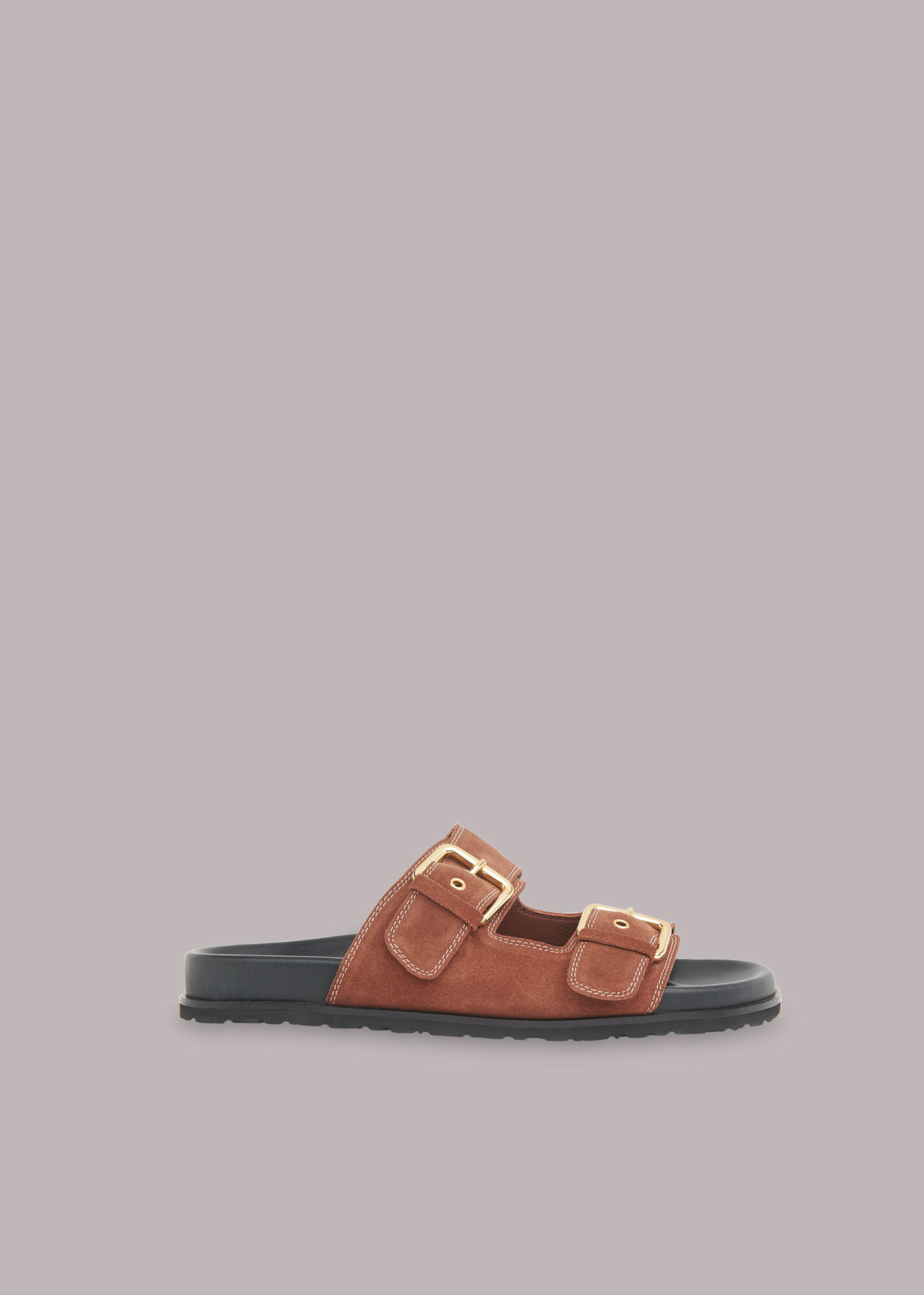 Double buckle on sale slide sandals