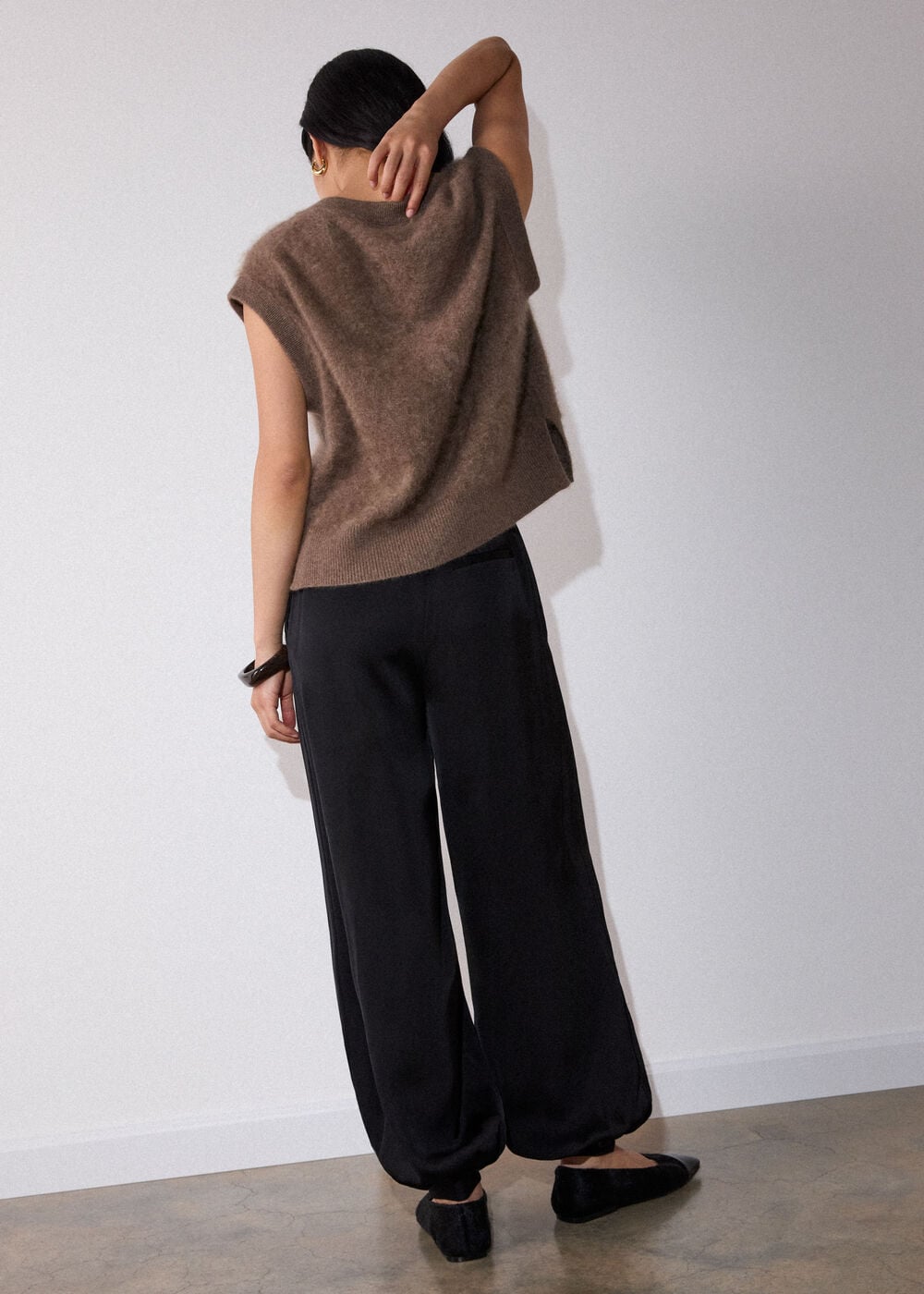 Black Satin Balloon Trouser