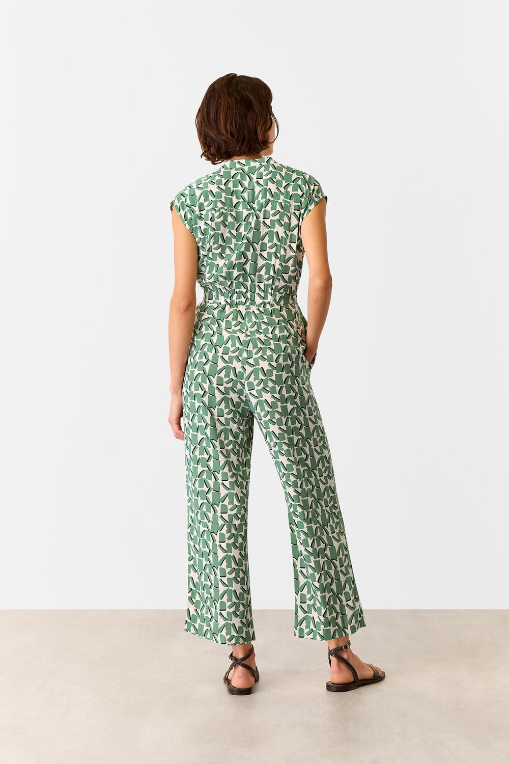 Ivory Abstract Squares Jumpsuit