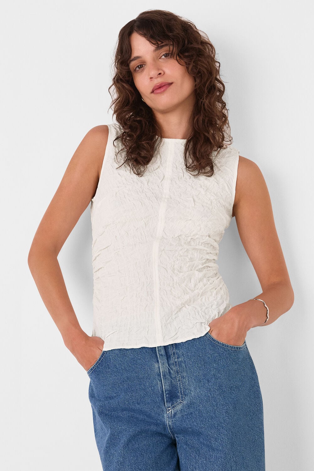 Ivory Cotton Textured Tank