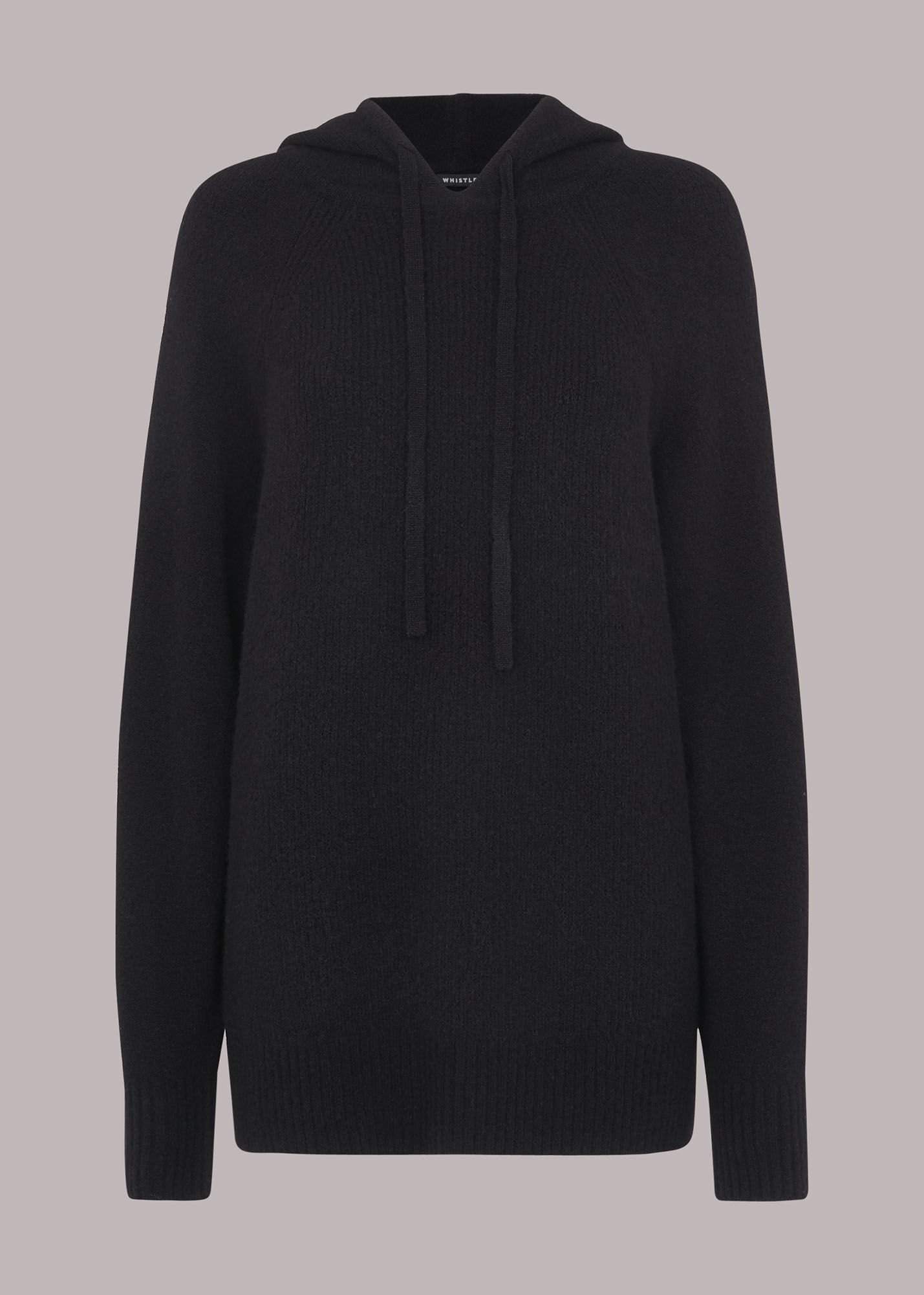 Knitted black hoodie clearance