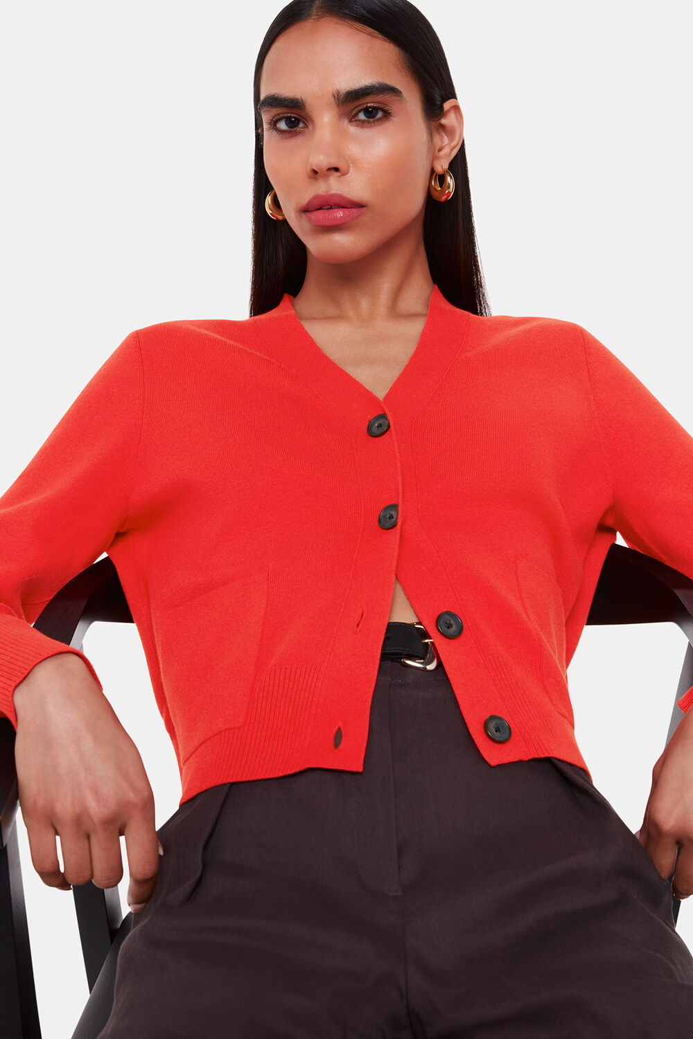 Red Leah Pocket Detail Cardigan