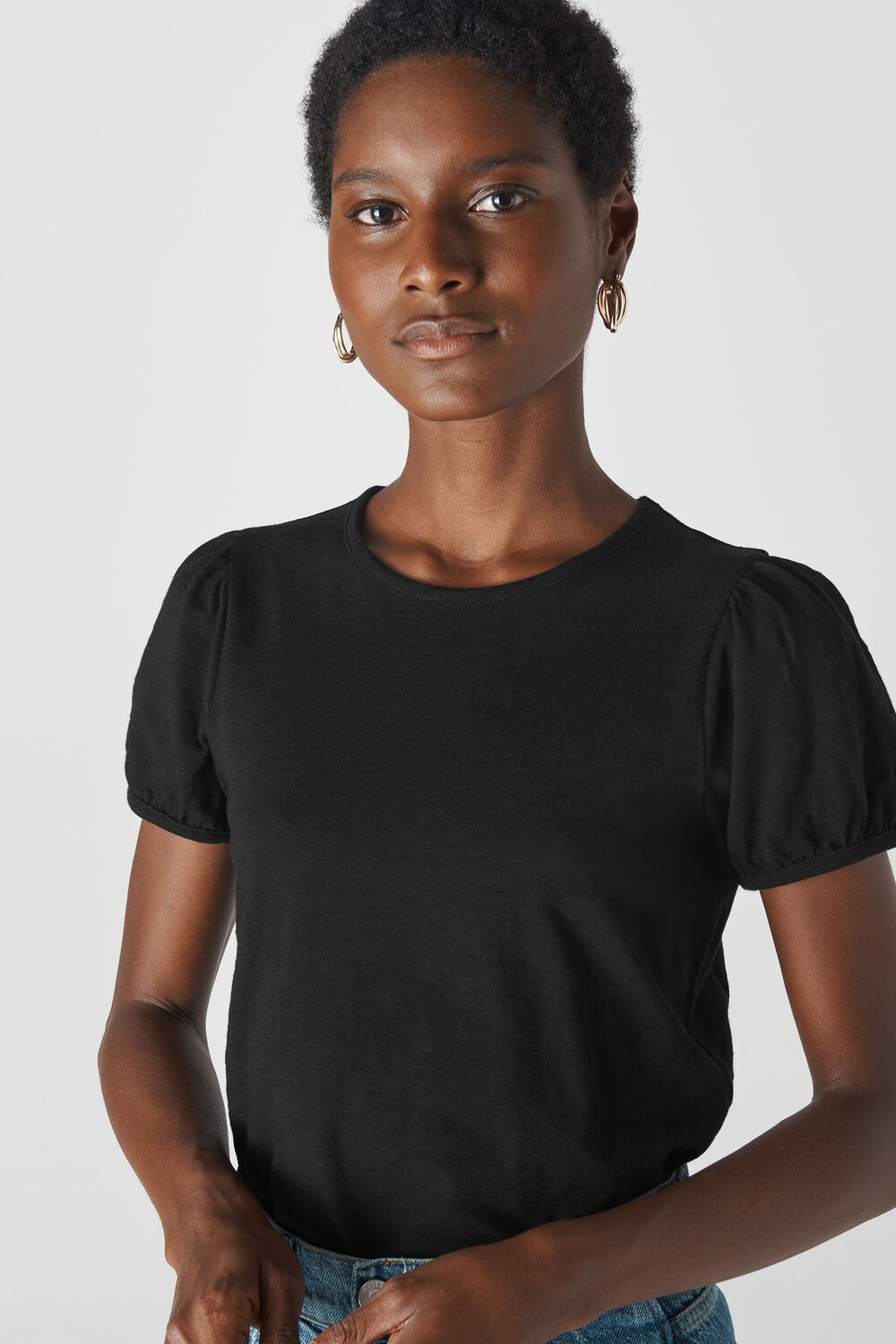 Puff Sleeve T-Shirt Black