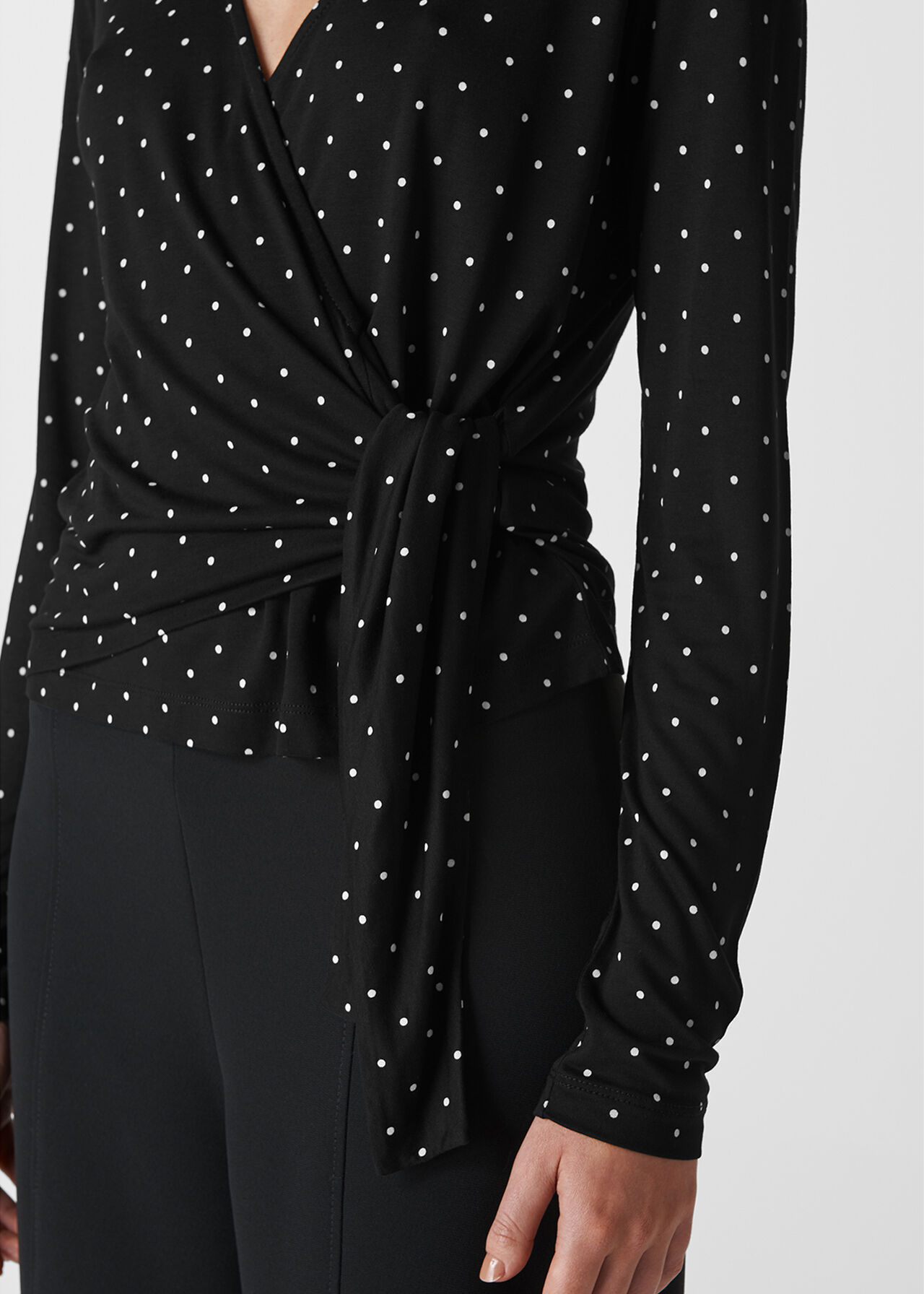 Spot Wrap Tie Top