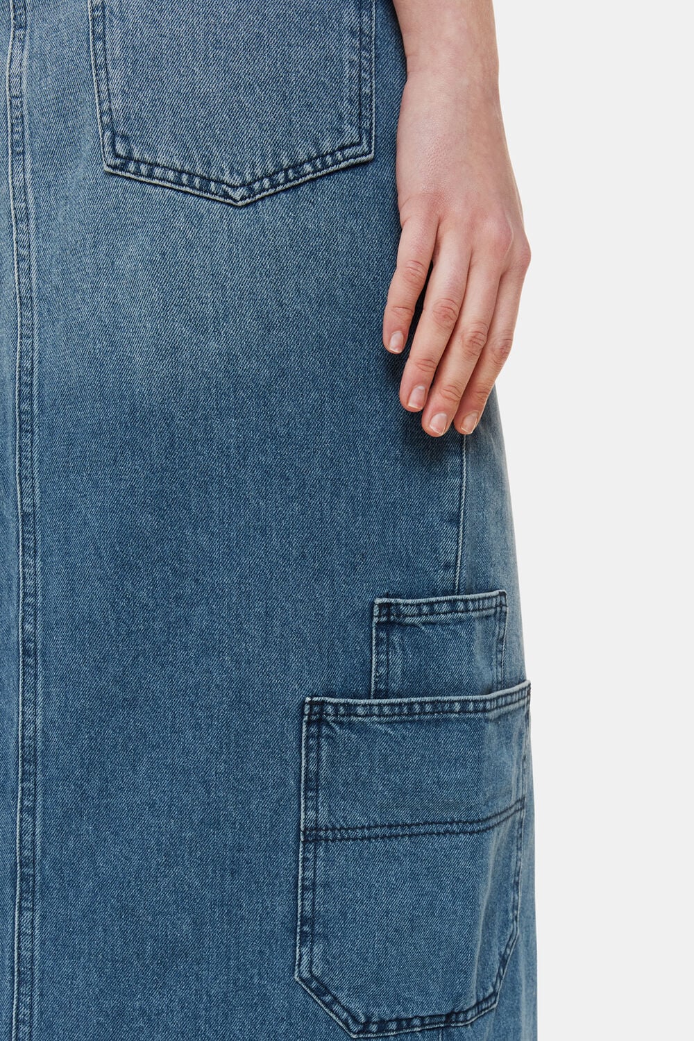 Cora Utility Denim Maxi Skirt