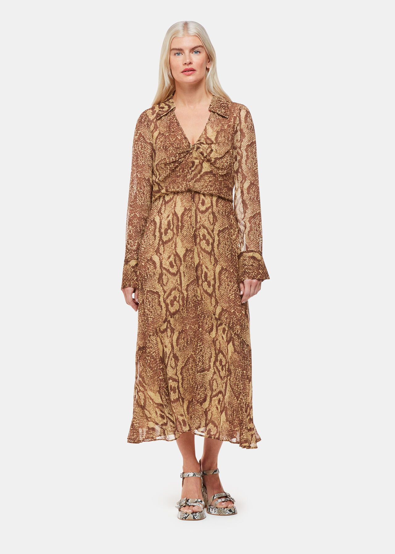 Petite Serpent Print Midi Dress