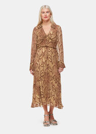 Petite Serpent Print Midi Dress