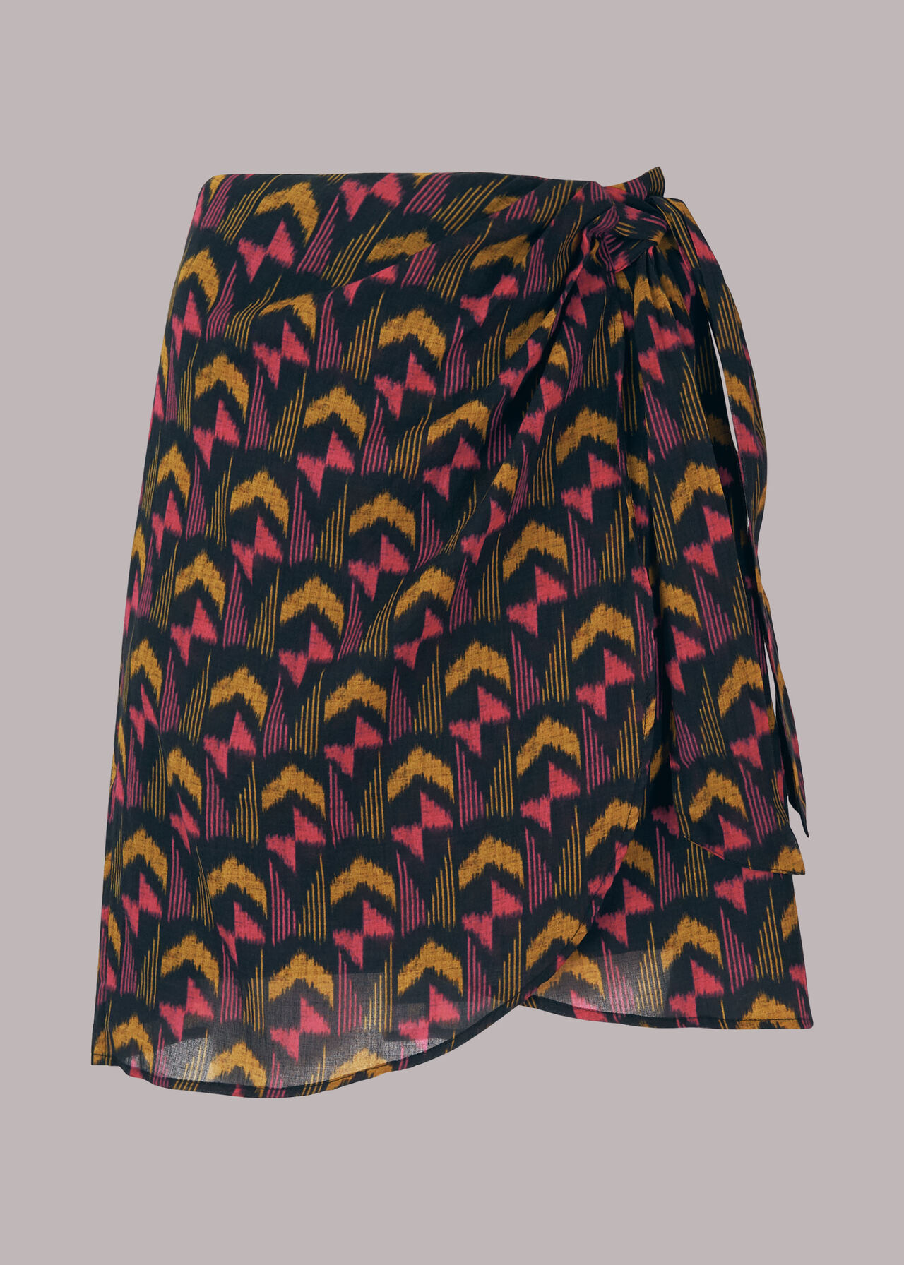 Geometric Ikat Wrap Skirt Multicolour