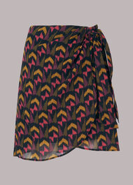 Geometric Ikat Wrap Skirt Multicolour