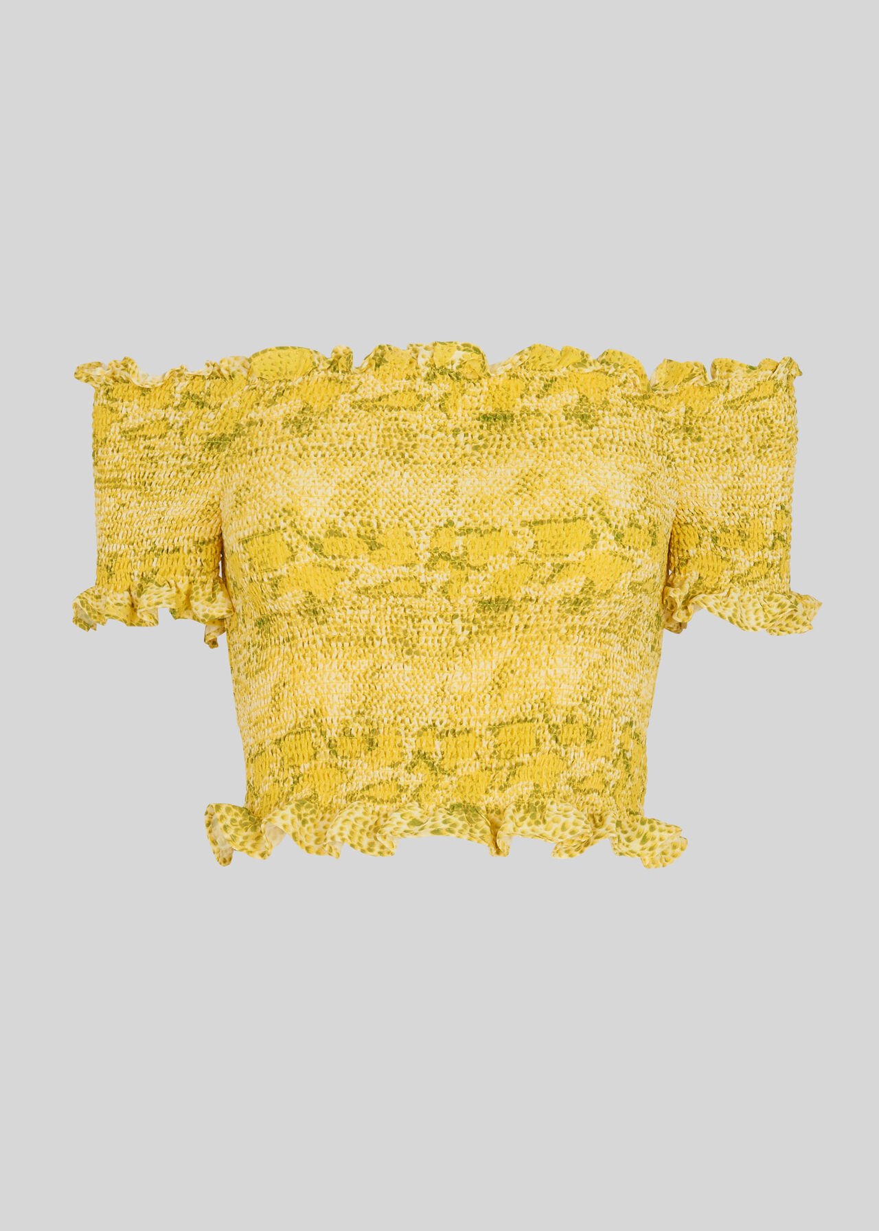 Python Smocked Bardot Top Yellow/Multi