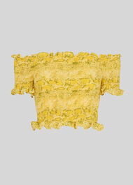 Python Smocked Bardot Top Yellow/Multi