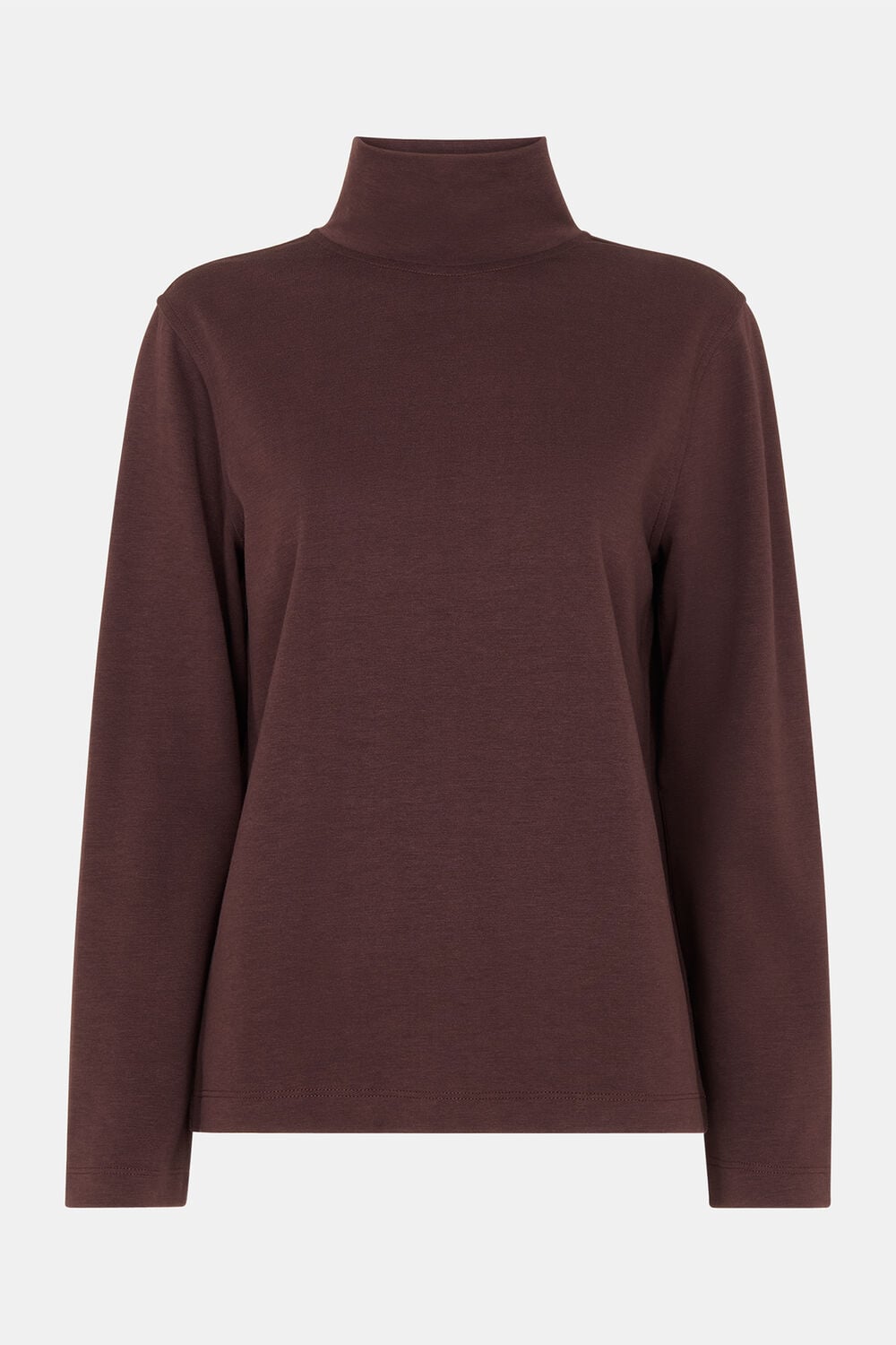 Brown Long Sleeve Funnel Neck Jersey
