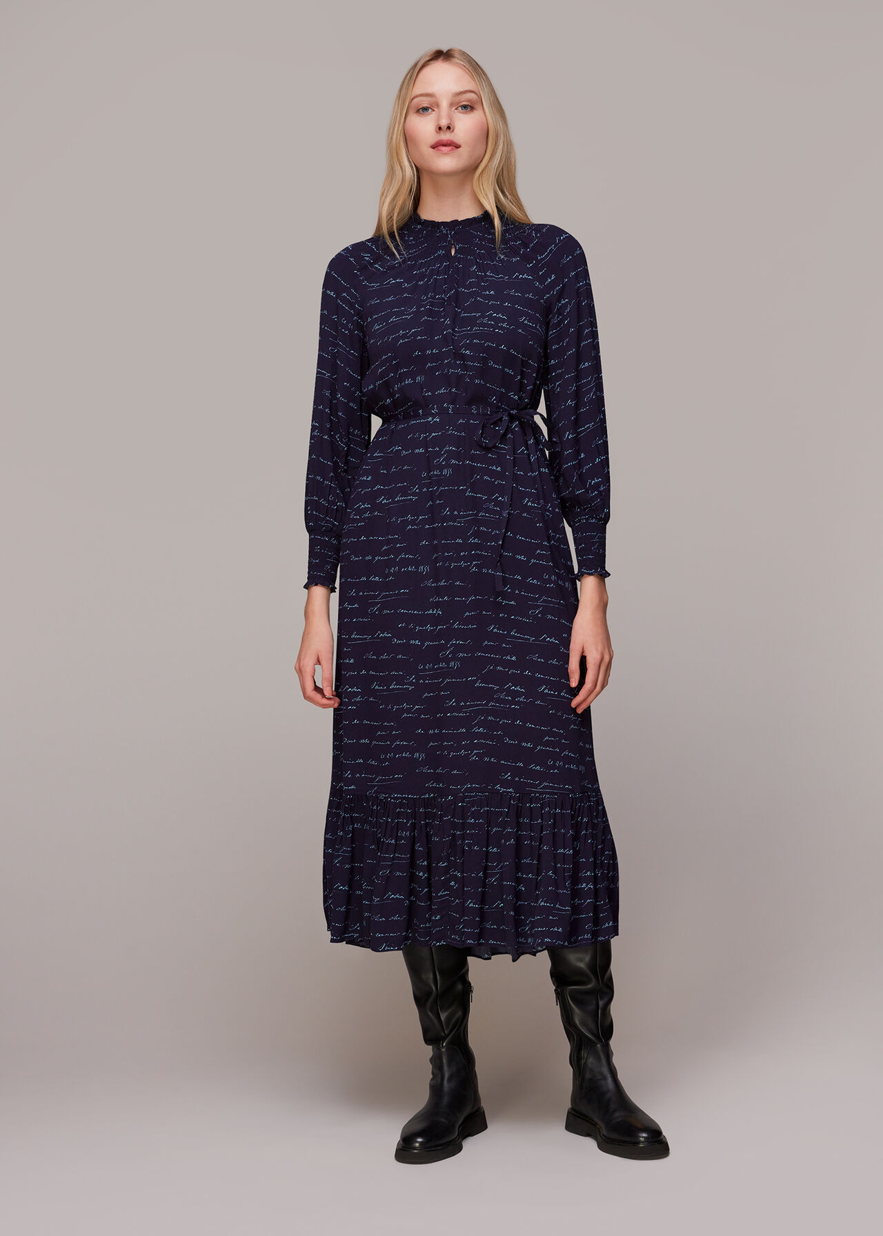 French Handwriting Midi Dress