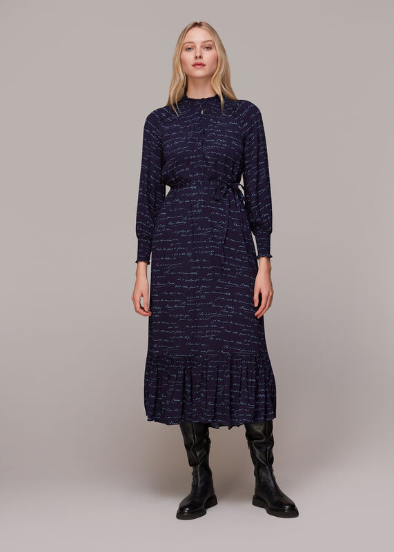 French Handwriting Midi Dress