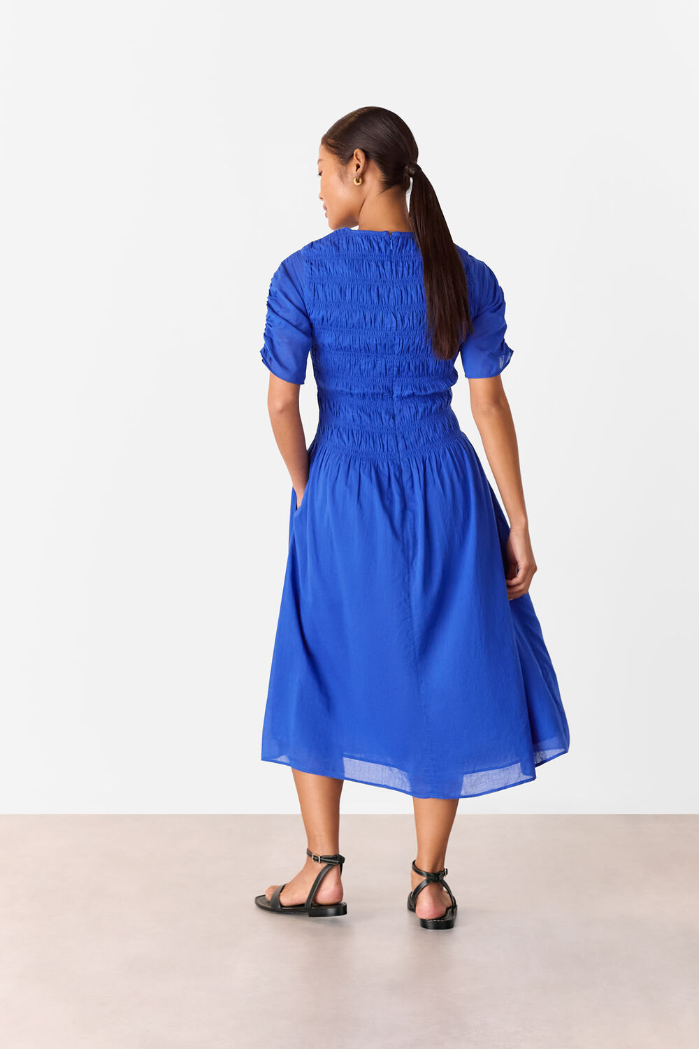 Blue Petite Avery Smocked Dress