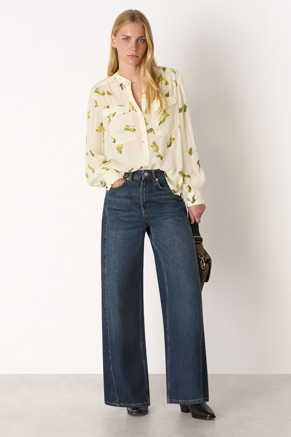 White Floral Utility Blouse
