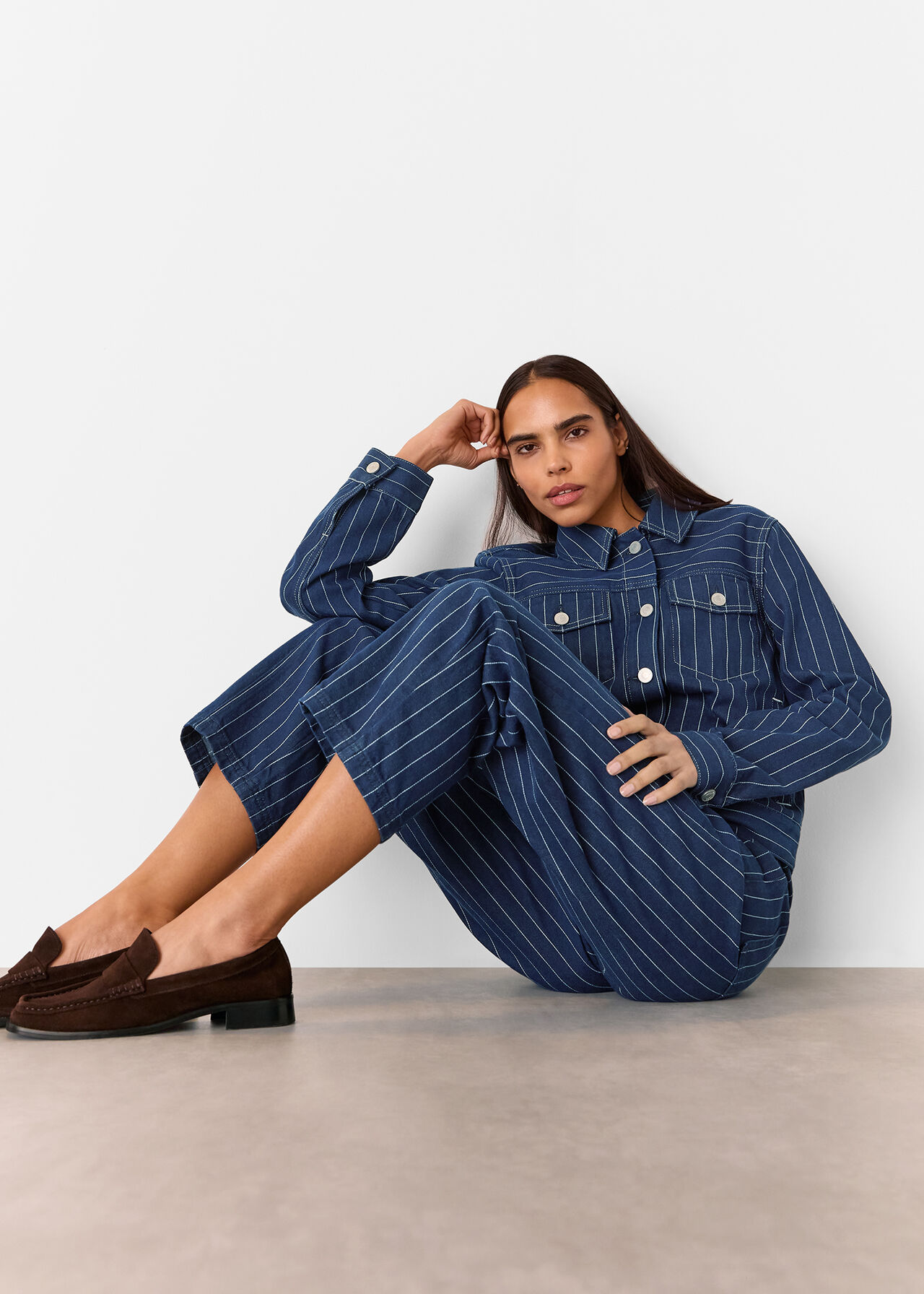 Pinstripe Denim Jacket