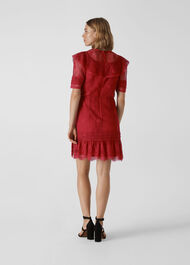 Mariah Lace Ruffle Dress Red