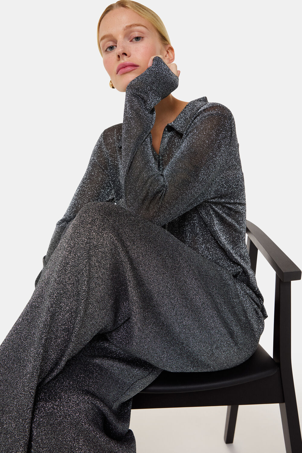 Black Sparkle Knitted Trouser
