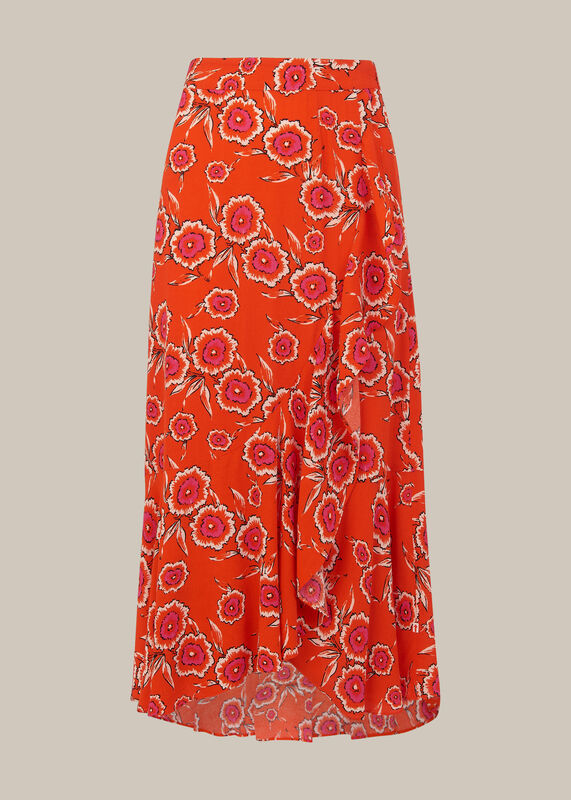 Multicolour Diagonal Floral Skirt