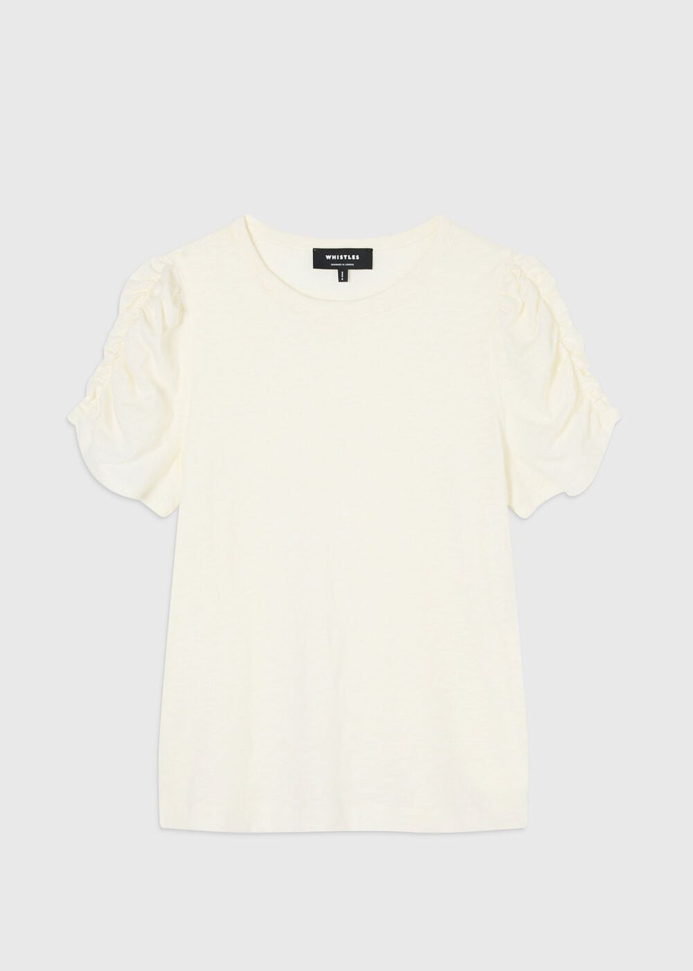 Round Neck Gathered Sleeve Tee