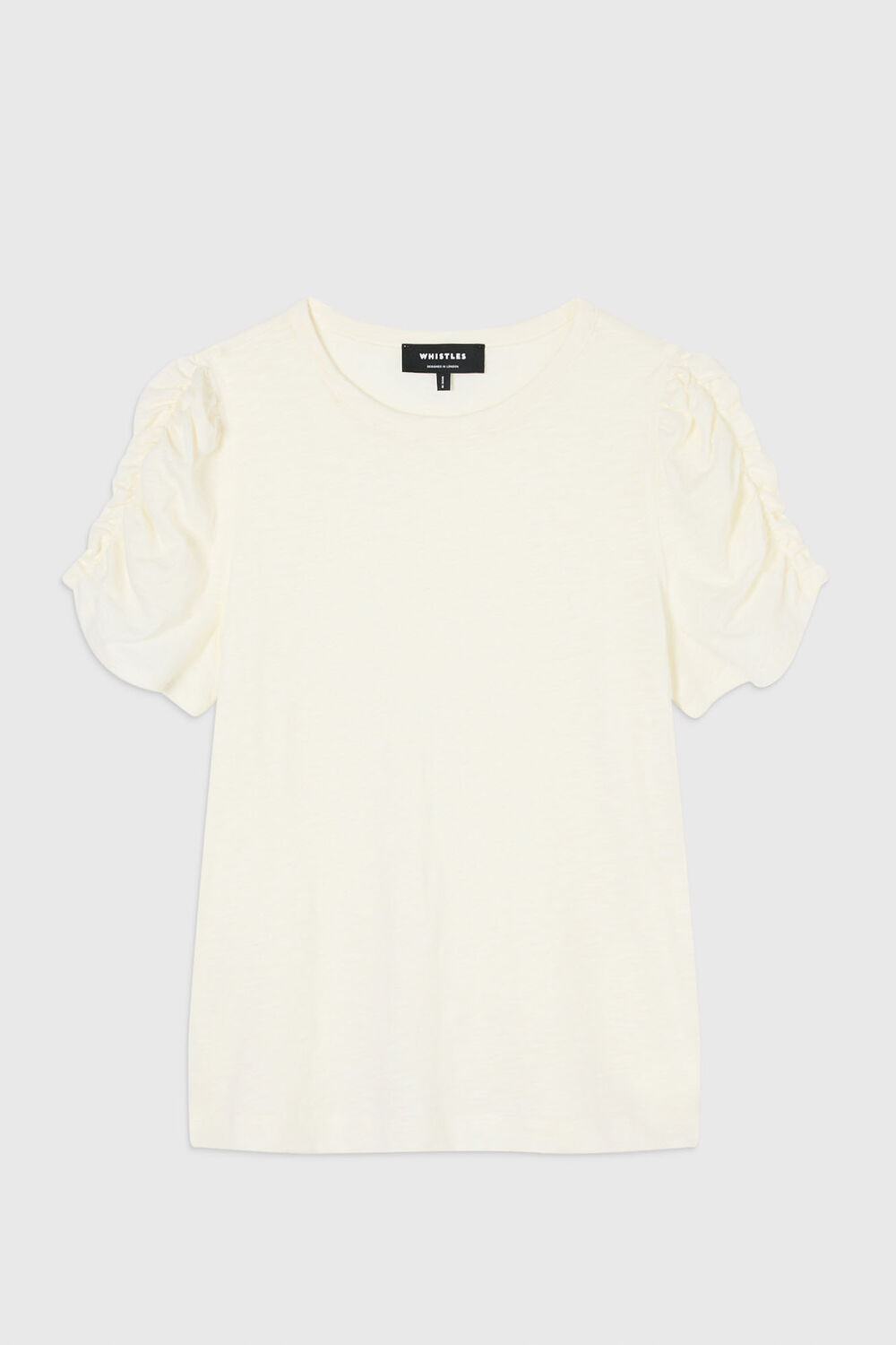 Ivory Round Neck Gathered Sleeve Tee
