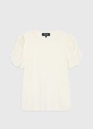Round Neck Gathered Sleeve Tee