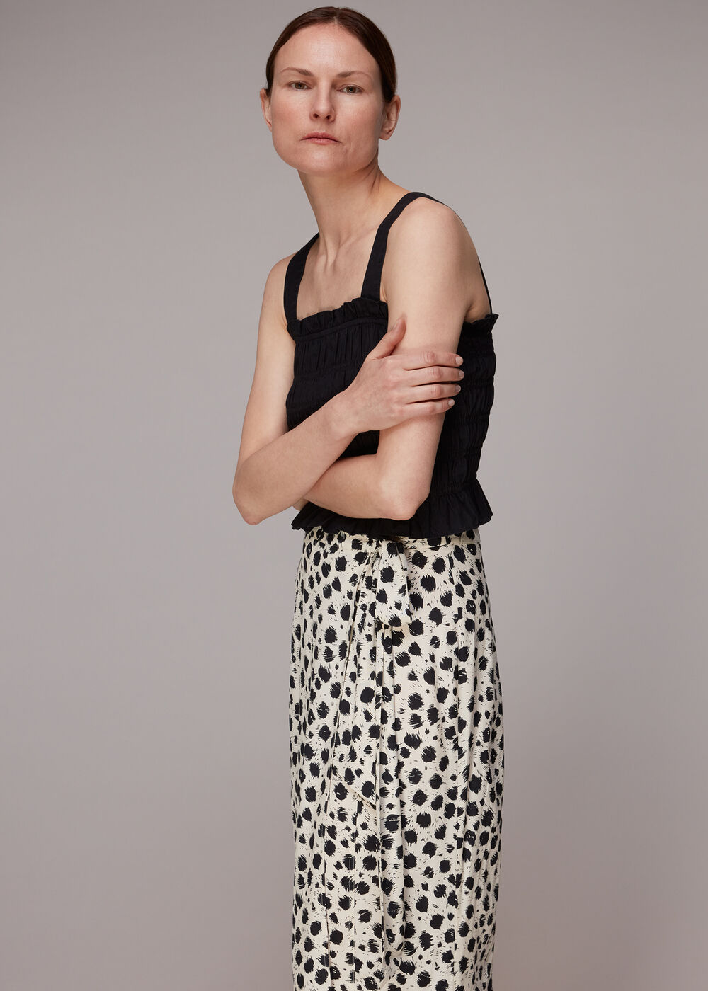 Brushed Dalmatian Wrap Skirt