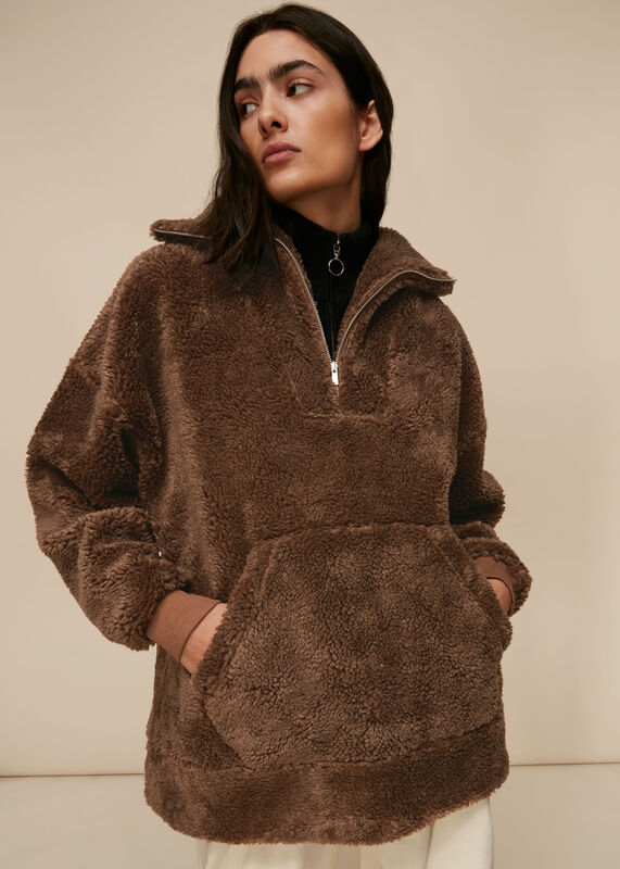 Brown Borg Half Zip Sweatshirt