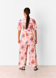 Petite Floral Button Front Jumpsuit