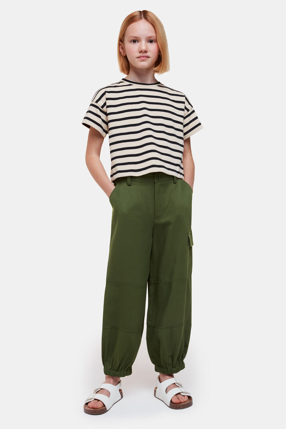 Khaki Little Grace Cargo Trouser