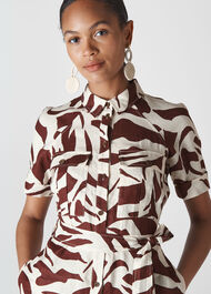 Graphic Zebra Shirt Dress Brown/Multi