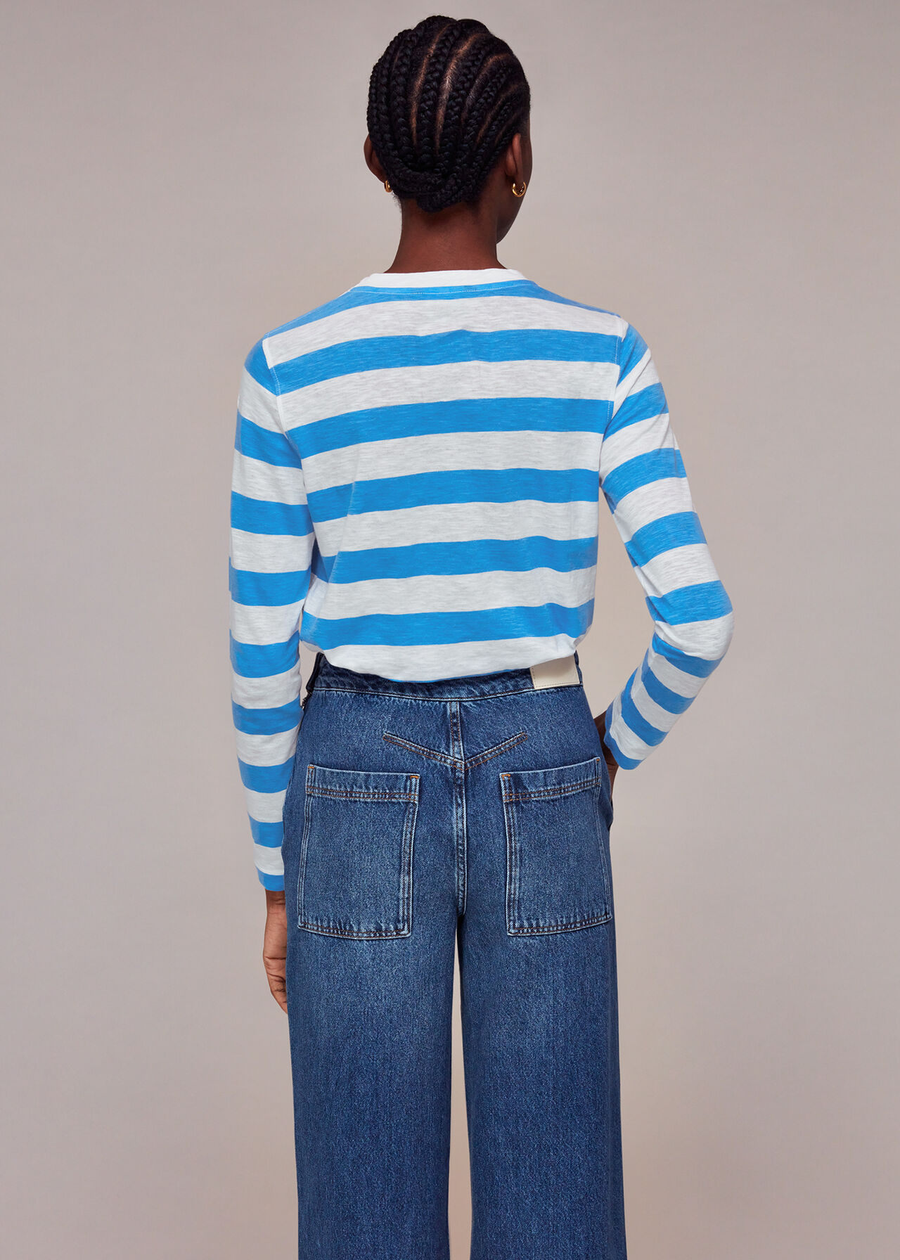 Stripe Crew Neck Pocket Top