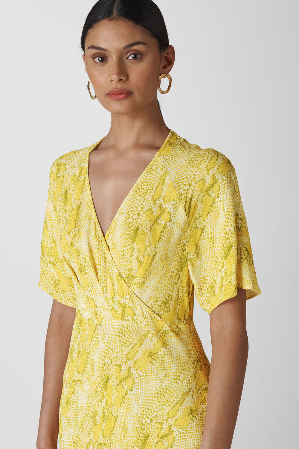 Python Print Midi Dress Yellow/Multi