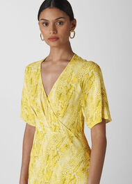 Python Print Midi Dress Yellow/Multi