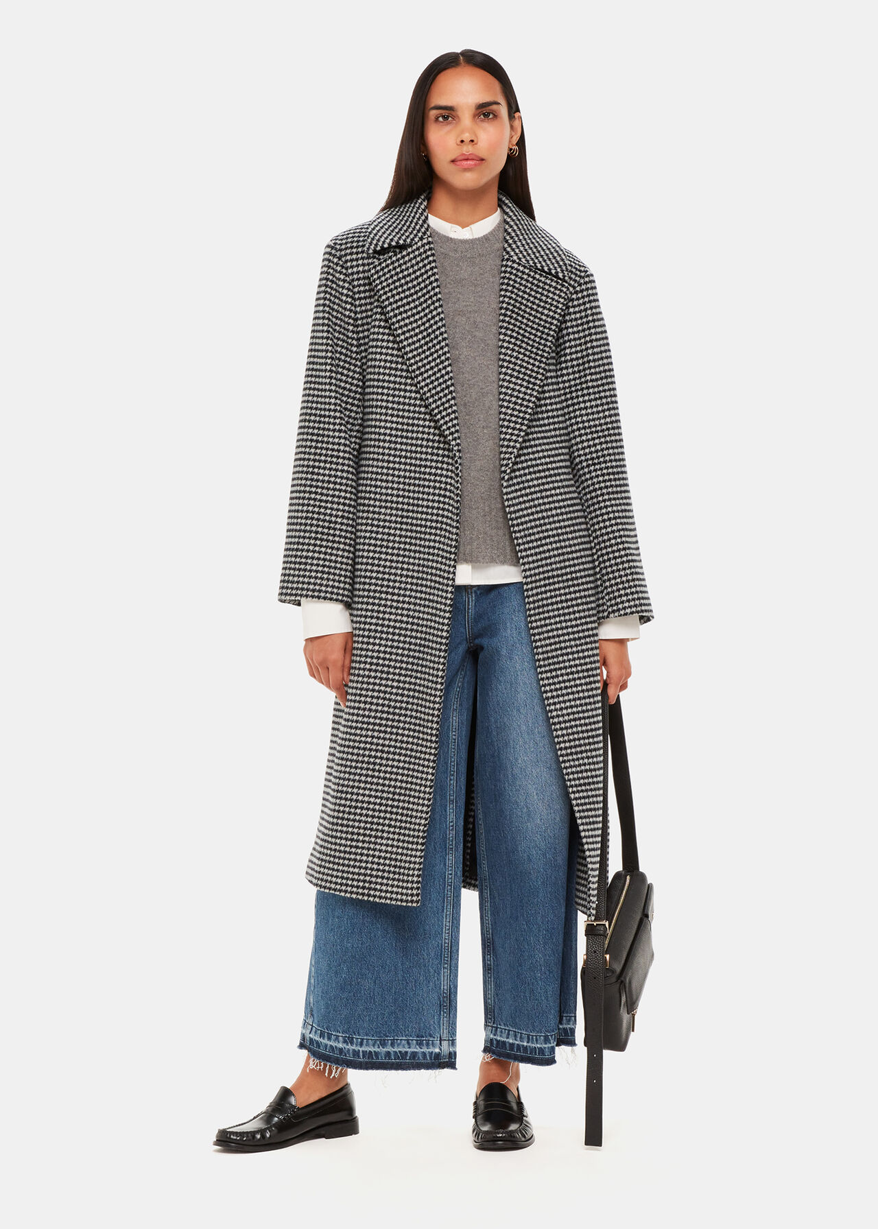 Celia Houndstooth Wrap Coat