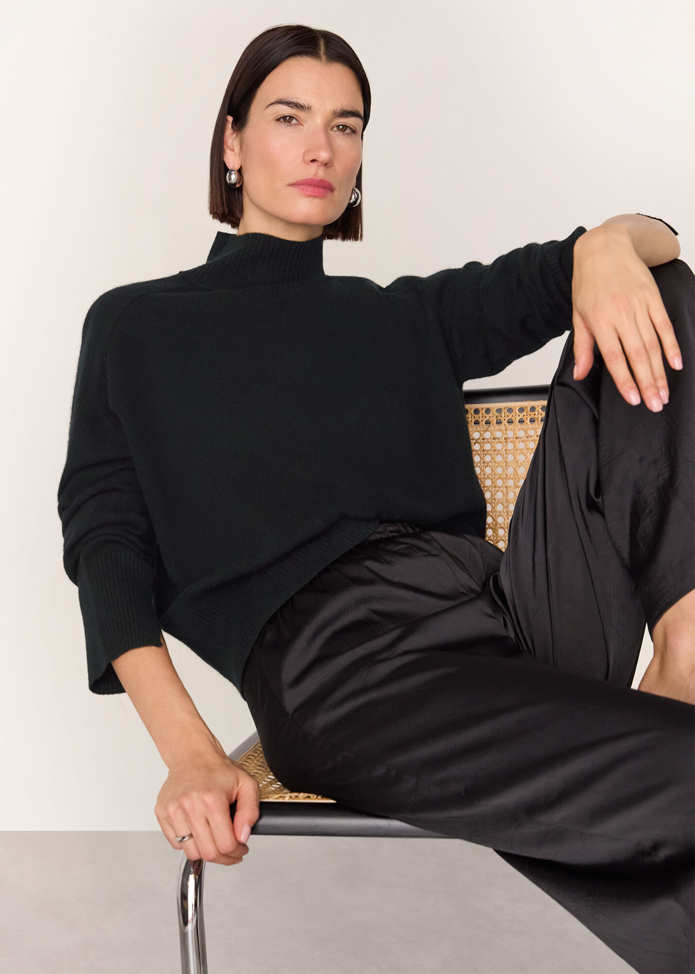 Women's Black Cashmere Mock Neck Sweater | Whistles US |