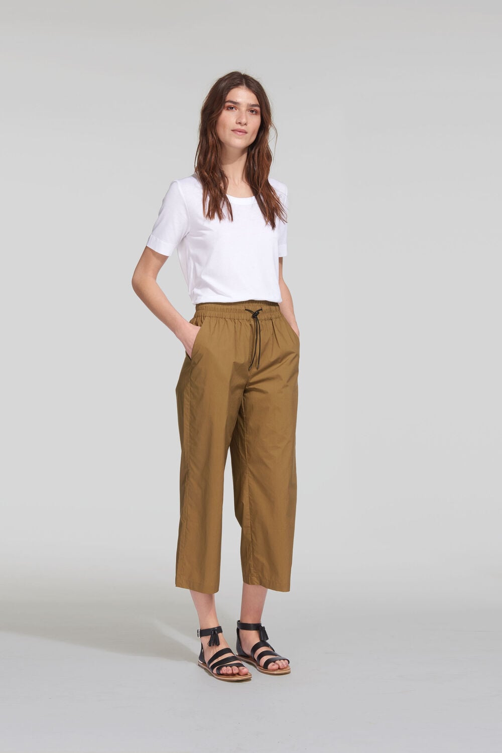 Ash Elasticated Poplin Trouser Khaki