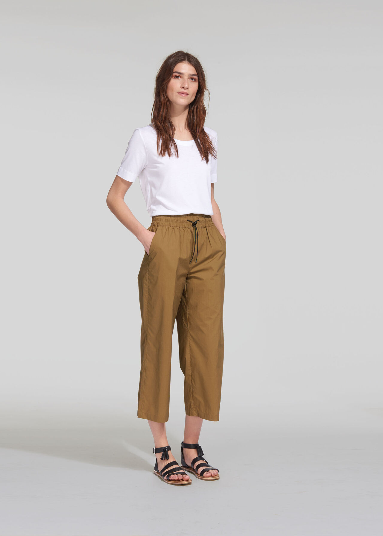 Ash Elasticated Poplin Trouser Khaki