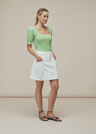 Seam Detail Frayed Denim Skirt