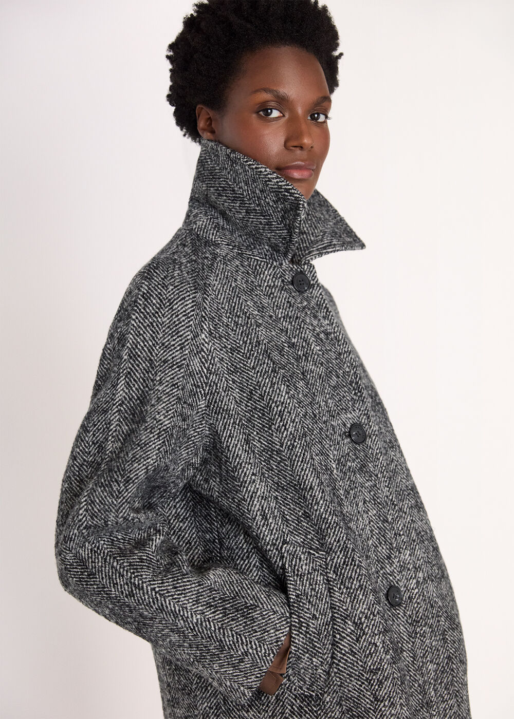 Romy Herringbone Boucle Coat
