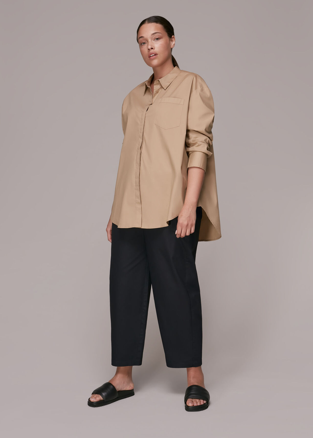 Poplin Barrel Leg Trouser