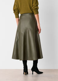 Zig Zag Panel Leather Skirt