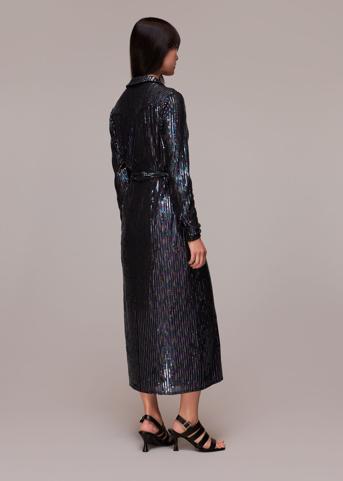 Whistles black shop ivana sequin dress